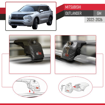 Compatible with Mitsubishi Outlander 2022-2025 ACE-2 Car Roof Rack Cross Bar Grey Aluminium 2 Bars