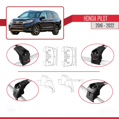 Compatible with Honda Pilot 2016-2022 ACE-2 Car Roof Rack Cross Bar Grey Aluminium 2 Bars