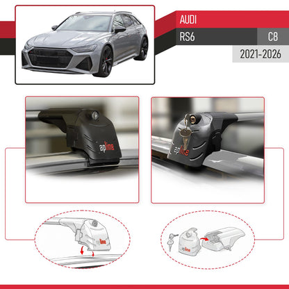 Compatibile con Audi RS6 2025 ACE-2 Barre Tetto Portapacchi Auto Barre Portatutto Grigo Alluminio 2 Barre