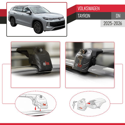 Compatibile con Volkswagen Tayron 2025 ACE-2 Barre Tetto Portapacchi Auto Barre Portatutto Grigo Alluminio 2 Barre