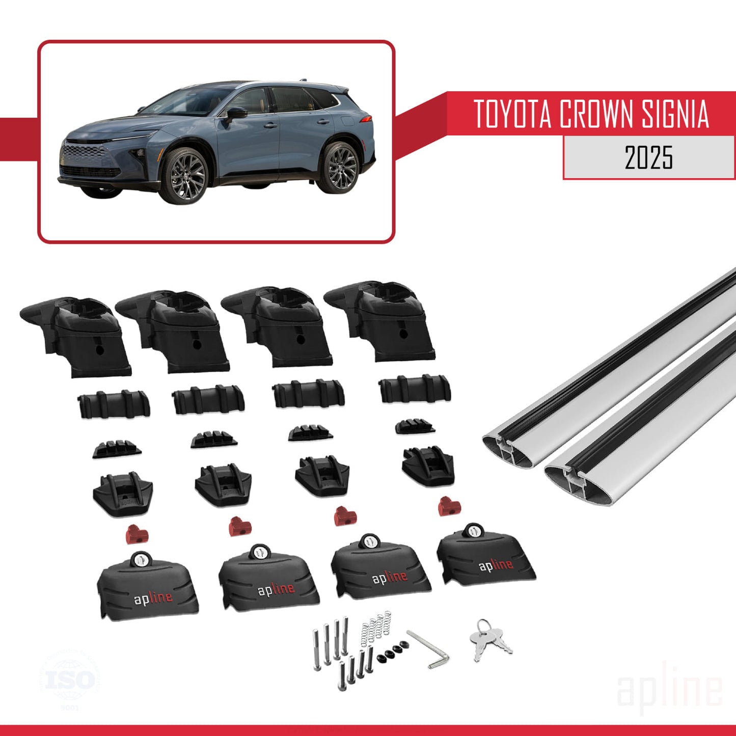 Compatible avec Toyota Crown Signia 2025 ACE-2 Barres de Toit Railing Porte-Bagages de Voiture Gris Aluminium 2 Barres