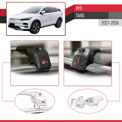 Compatibile con BYD Tang 2021-2025 ACE-2 Barre Tetto Portapacchi Auto Barre Portatutto Grigo Alluminio 2 Barre