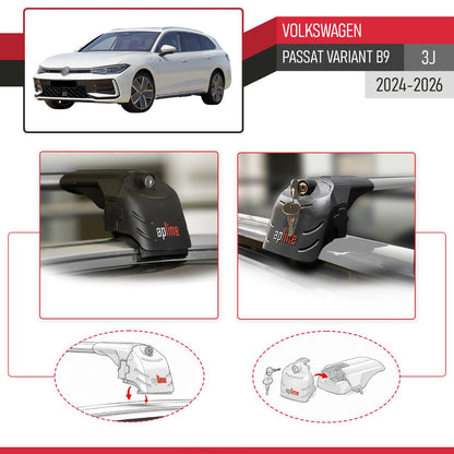 Compatibile con VW Passat B9 Variant 2024-2025 ACE-2 Barre Tetto Portapacchi Auto Barre Portatutto Grigo Alluminio 2 Barre