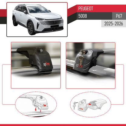 Compatibile con Peugeot 5008 2025-2026 ACE-2 Barre Tetto Portapacchi Auto Barre Portatutto Grigo Alluminio 2 Barre