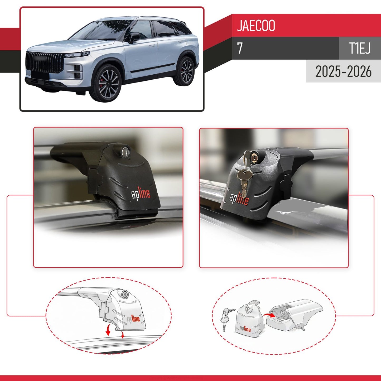 Compatibile con JAECOO 7 2025-2026 ACE-2 Barre Tetto Portapacchi Auto Barre Portatutto Grigo Alluminio 2 Barre