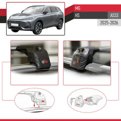 Compatibile con MG HS 2025-2026 ACE-2 Barre Tetto Portapacchi Auto Barre Portatutto Grigo Alluminio 2 Barre