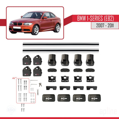Compatibile con BMW Serie 1 (E82) 2007-2013 Barre portatutto ACE-3 Portapacchi per auto in alluminio grigio 2 barre