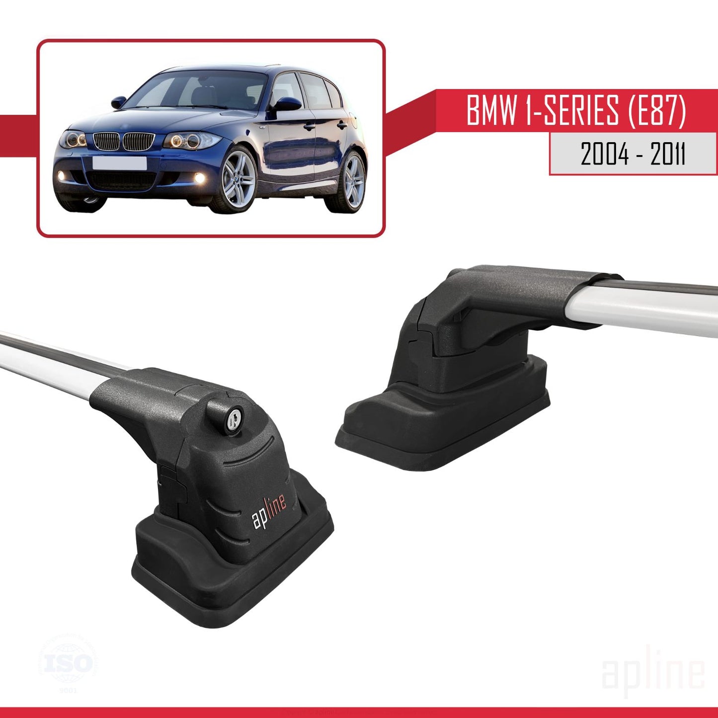 Compatibile con BMW Serie 1 (E87) 2004-2011 Barre portatutto ACE-3 Portapacchi per auto in alluminio grigio 2 barre