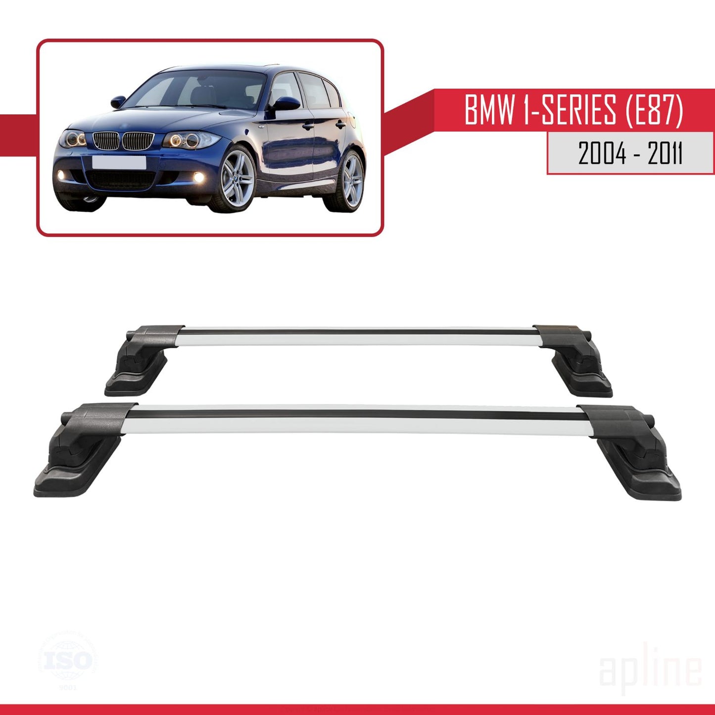 Compatibile con BMW Serie 1 (E87) 2004-2011 Barre portatutto ACE-3 Portapacchi per auto in alluminio grigio 2 barre