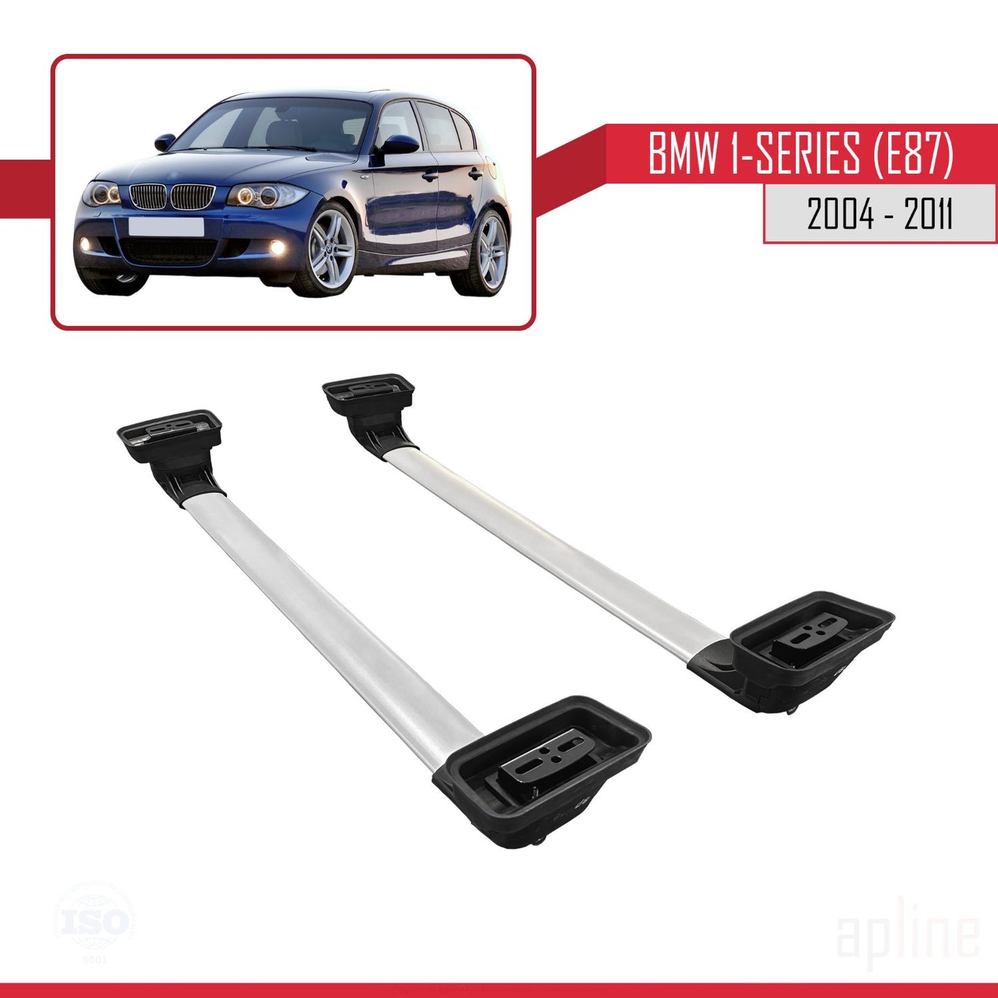 Compatibile con BMW Serie 1 (E87) 2004-2011 Barre portatutto ACE-3 Portapacchi per auto in alluminio grigio 2 barre