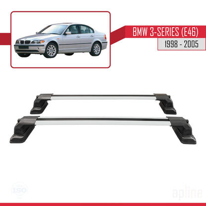 Compatibile con BMW Serie 3 (E46) 1998-2005 ACE-3 Barre portatutto per auto Portapacchi in alluminio grigio 2 barre