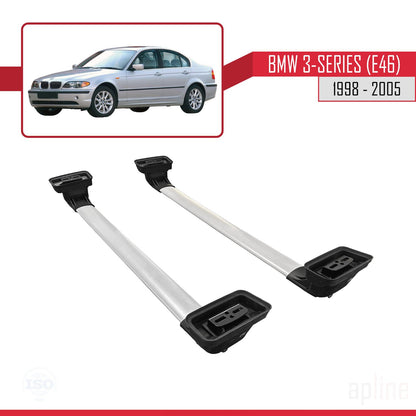Compatibile con BMW Serie 3 (E46) 1998-2005 ACE-3 Barre portatutto per auto Portapacchi in alluminio grigio 2 barre