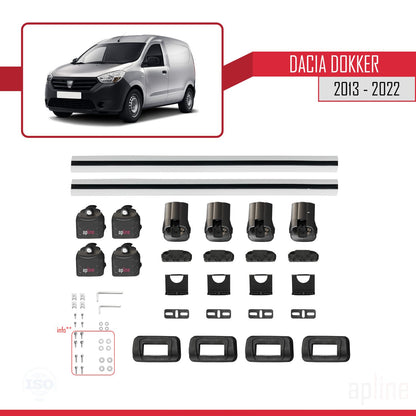 Compatibile con Dacia Dokker 2013-2022 ACE-3 Barre portatutto per auto Portapacchi in alluminio grigio 2 barre