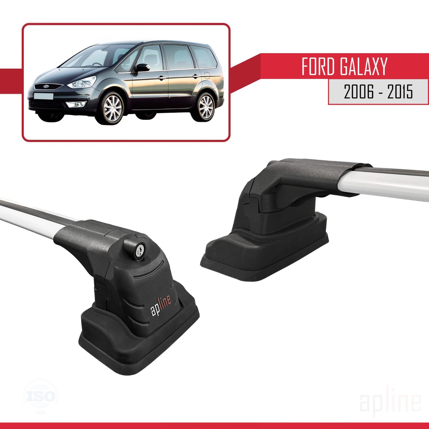 Compatibile con Ford Galaxy (MK3) 2006-2015 ACE-3 Barre portatutto per auto Portapacchi in alluminio grigio 2 barre