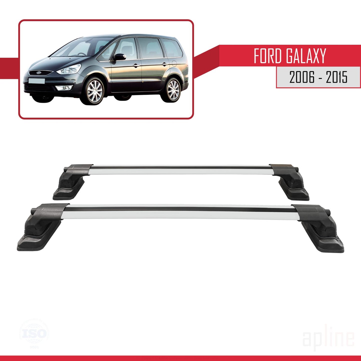 Compatibile con Ford Galaxy (MK3) 2006-2015 ACE-3 Barre portatutto per auto Portapacchi in alluminio grigio 2 barre