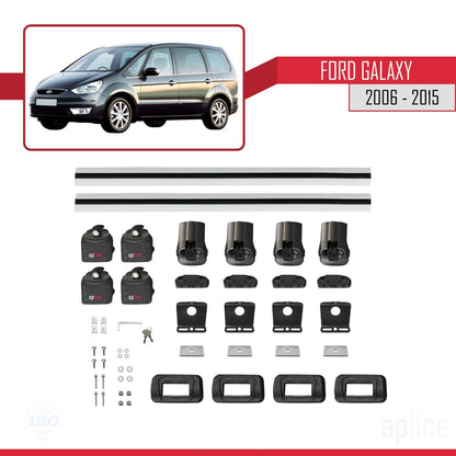 Compatibile con Ford Galaxy (MK3) 2006-2015 ACE-3 Barre portatutto per auto Portapacchi in alluminio grigio 2 barre