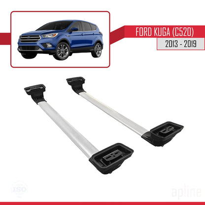 Compatibile con Ford Kuga (C520) 2013-2019 ACE-3 Barre portatutto per auto Portapacchi in alluminio grigio 2 barre