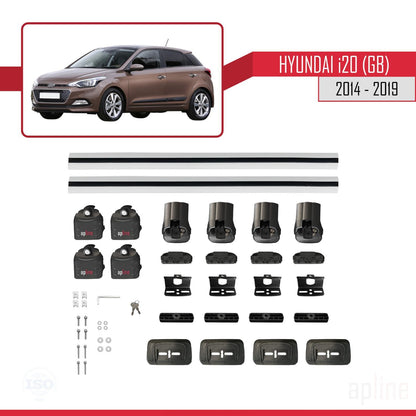 Compatibile con Hyundai i20 (GB) 2014-2019 ACE-3 Barre portatutto per auto in alluminio grigio 2 barre