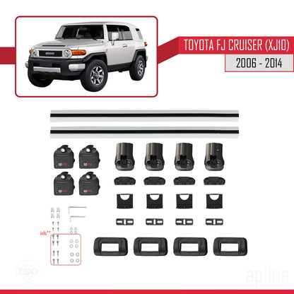 Compatible avec Toyota FJ Cruiser (XJ10) 2006-2014 ACE-3 Barres de Toit Railing Porte-Bagages de Voiture Gris Aluminium 2 Barres