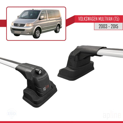 Compatible avec Volkswagen Multivan (T5) 2003-2015 ACE-3 Barres de Toit Railing Porte-Bagages de Voiture Gris Aluminium 2 Barres