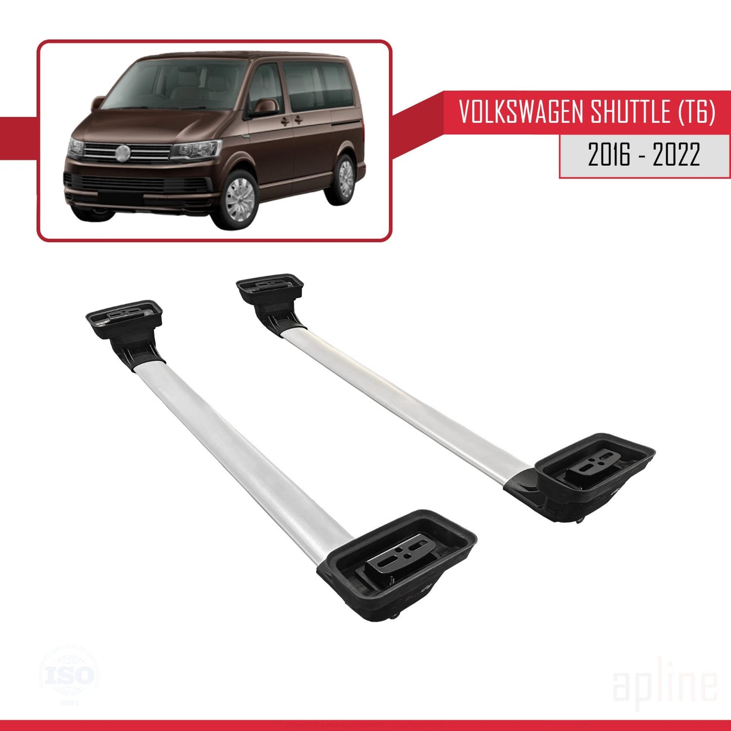 Compatible avec Volkswagen Shuttle (T6) 2016-2022 ACE-3 Barres de Toit Railing Porte-Bagages de Voiture Gris Aluminium 2 Barres