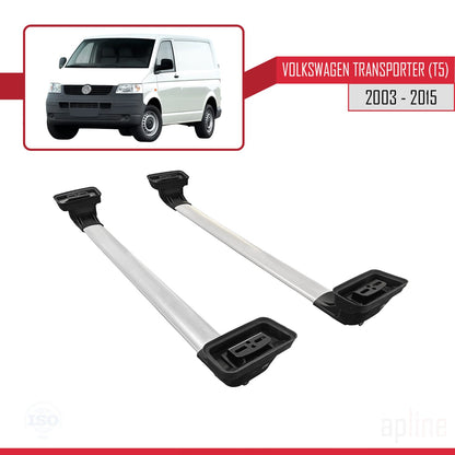 Compatible avec Volkswagen Transporter (T5) 2003-2015 ACE-3 Barres de Toit Railing Porte-Bagages de Voiture Gris Aluminium 2 Barres