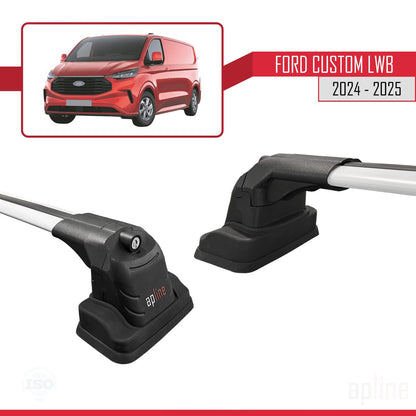 Compatibile con Ford Custom 2024-2025 ACE-3 Barre portatutto per auto Portapacchi in alluminio grigio 2 barre