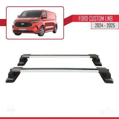 Compatibile con Ford Custom 2024-2025 ACE-3 Barre portatutto per auto Portapacchi in alluminio grigio 2 barre