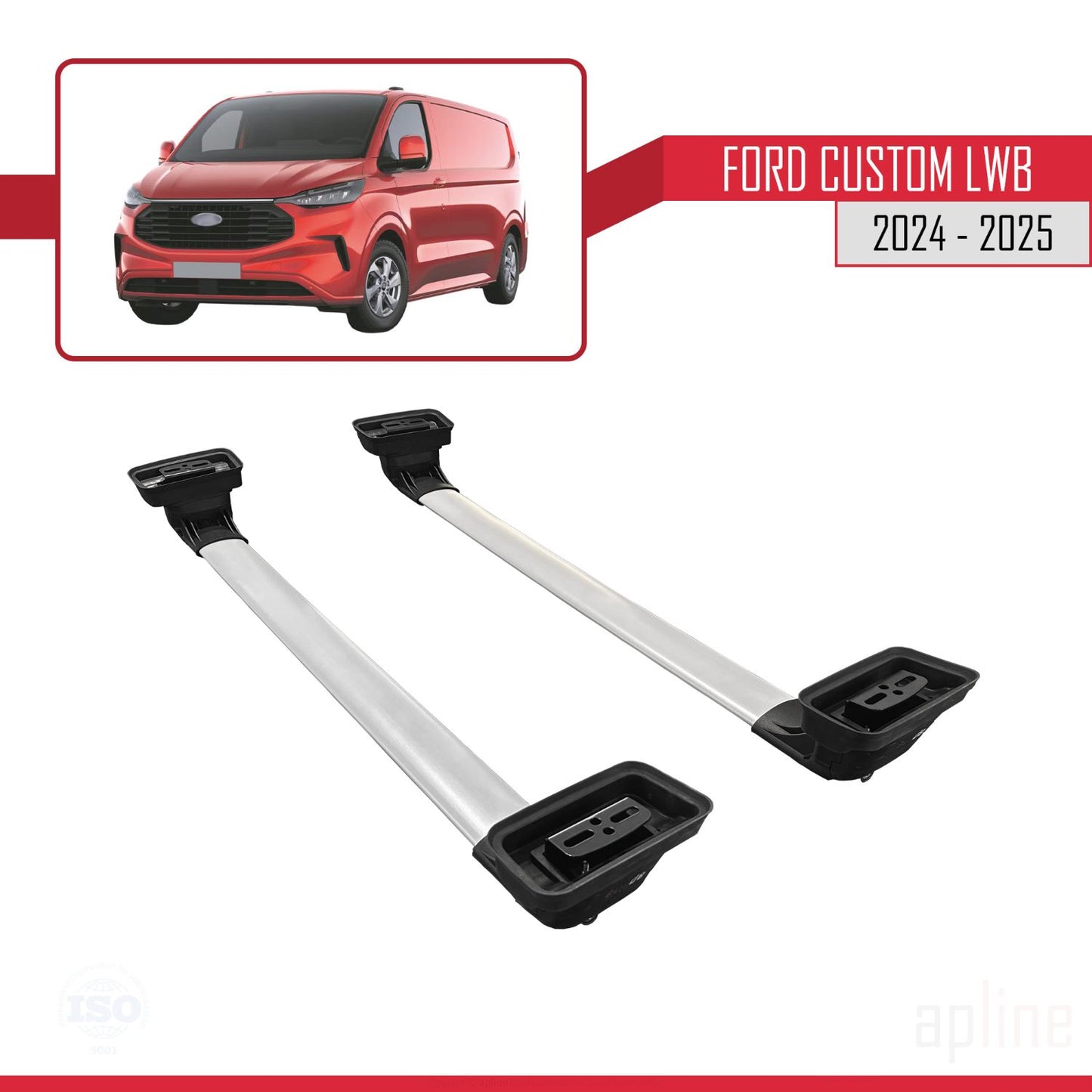 Compatibile con Ford Custom 2024-2025 ACE-3 Barre portatutto per auto Portapacchi in alluminio grigio 2 barre