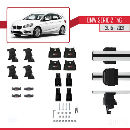 Kompatibel mit BMW 2er (F46) Gran Tourer 2015-2021 ACE-4 Dachträger Auto-Reling Gepäckträger Grau Aluminium 2 Stangen