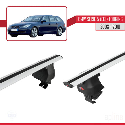 Kompatibel mit BMW 5er (E61) Touring 2004-2010 ACE-4 Dachgepäckträger, graues Aluminium, 2 Querträger