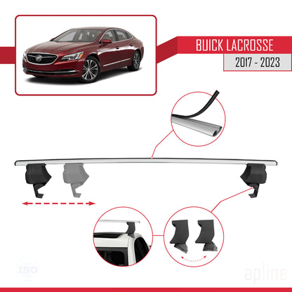 Kompatibel mit Buick LaCrosse 2017-2023 ACE-4 Dachreling Gepäckträger Graues Aluminium 2 Stangen