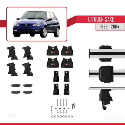 Kompatibel mit Citroen Saxo 1996-2004 ACE-4 Dachgepäckträger, Reling, Gepäckträger, graues Aluminium, 2 Stangen