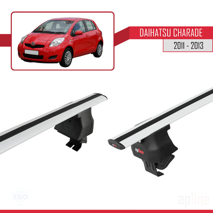 Kompatibel mit Daihatsu Charade 2011-2013 ACE-4 Dachgepäckträger, graues Aluminium, 2 Stangen