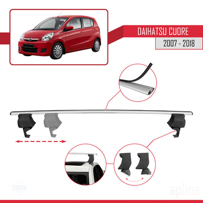 Kompatibel mit Daihatsu Cuore 2007-2018 ACE-4 Dachgepäckträger, Reling, Gepäckträger, graues Aluminium, 2 Stangen