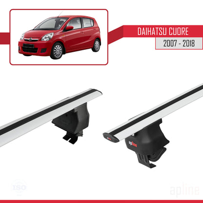 Kompatibel mit Daihatsu Cuore 2007-2018 ACE-4 Dachgepäckträger, Reling, Gepäckträger, graues Aluminium, 2 Stangen