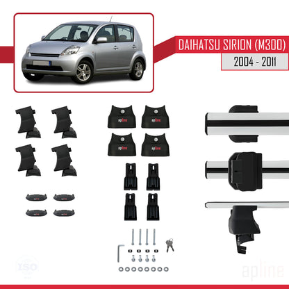 Kompatibel mit Daihatsu Sirion (M300) 2004-2011 ACE-4 Dachgepäckträger, graues Aluminium, 2 Stangen