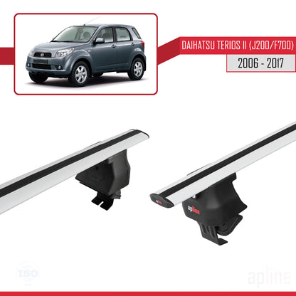 Kompatibel mit Daihatsu Terios 2 (J200/F700) 2006-2017 ACE-4 Dachgepäckträger, graues Aluminium, 2 Stangen