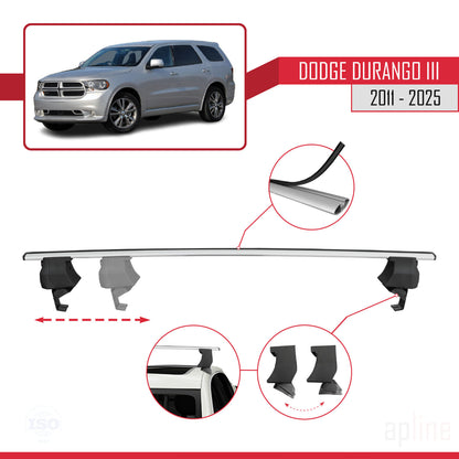 Kompatibel mit Dodge Durango 3 2011-2025 ACE-4 Dachreling Gepäckträger Graues Aluminium 2 Stangen