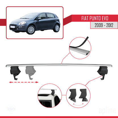 Compatible avec Fiat Punto Evo (199) 2009-2012 ACE-4 Barres de Toit Railing Porte-Bagages de Voiture Gris Aluminium 2 Barres