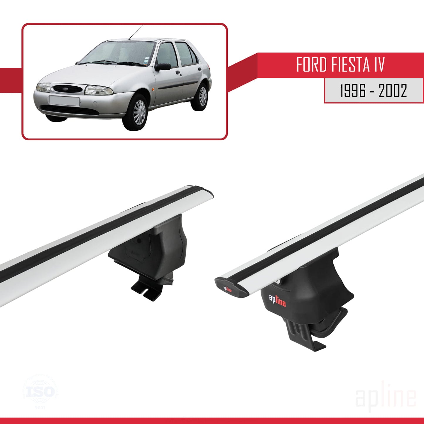 Compatibile con Ford Fiesta 4 1996-2002 ACE-4 Barre portatutto per auto Portapacchi in alluminio grigio 2 barre