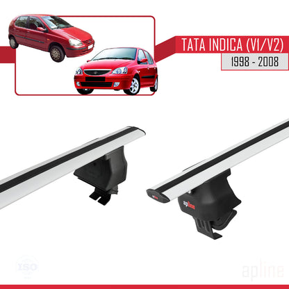 Compatibile con Tata Indica (V1/V2) 1998-2008 ACE-4 Barre Tetto Portapacchi Auto Barre Portatutto Grigo Alluminio 2 Barre