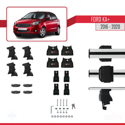 Compatibile con Ford Ka+ 2016-2020 ACE-4 Barre portatutto per auto Portapacchi in alluminio grigio 2 barre
