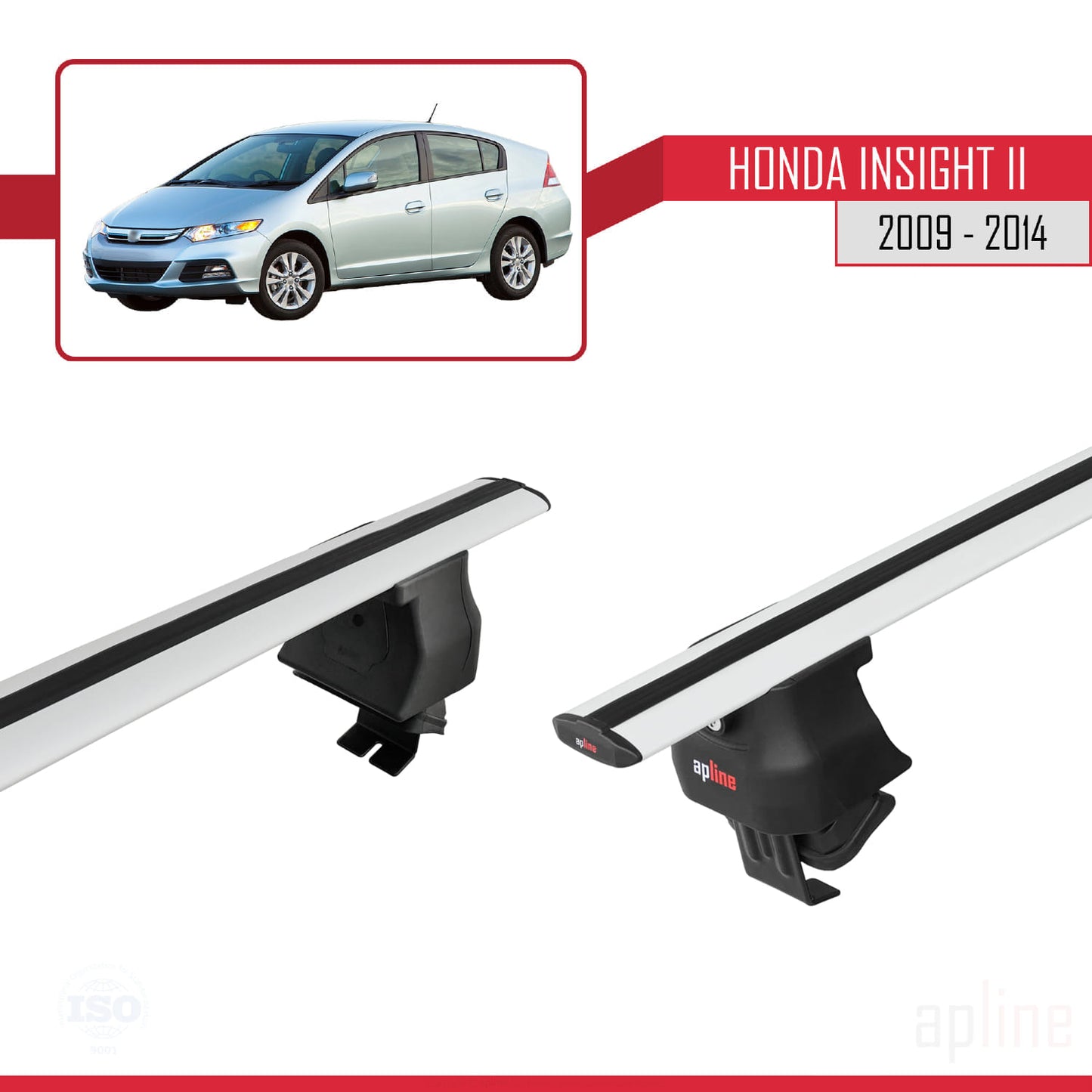 Compatibile con Honda Insight 2 (ZE2) 2009-2014 ACE-4 Barre portatutto per auto Portapacchi in alluminio grigio 2 barre