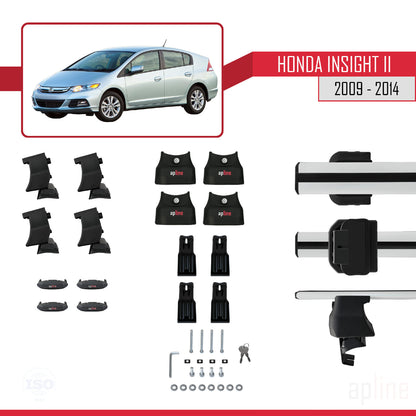 Compatibile con Honda Insight 2 (ZE2) 2009-2014 ACE-4 Barre portatutto per auto Portapacchi in alluminio grigio 2 barre