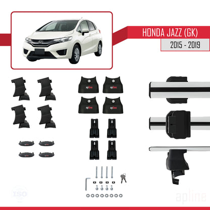 Compatibile con Honda Jazz 3 (GK) 2015-2019 ACE-4 Barre portatutto per auto Portapacchi in alluminio grigio 2 barre