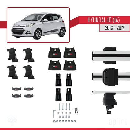 Compatibile con Hyundai i10 II (IA) Pre-Facelift 2013-2017 ACE-4 Barre portatutto per auto Portapacchi in alluminio grigio 2 barre
