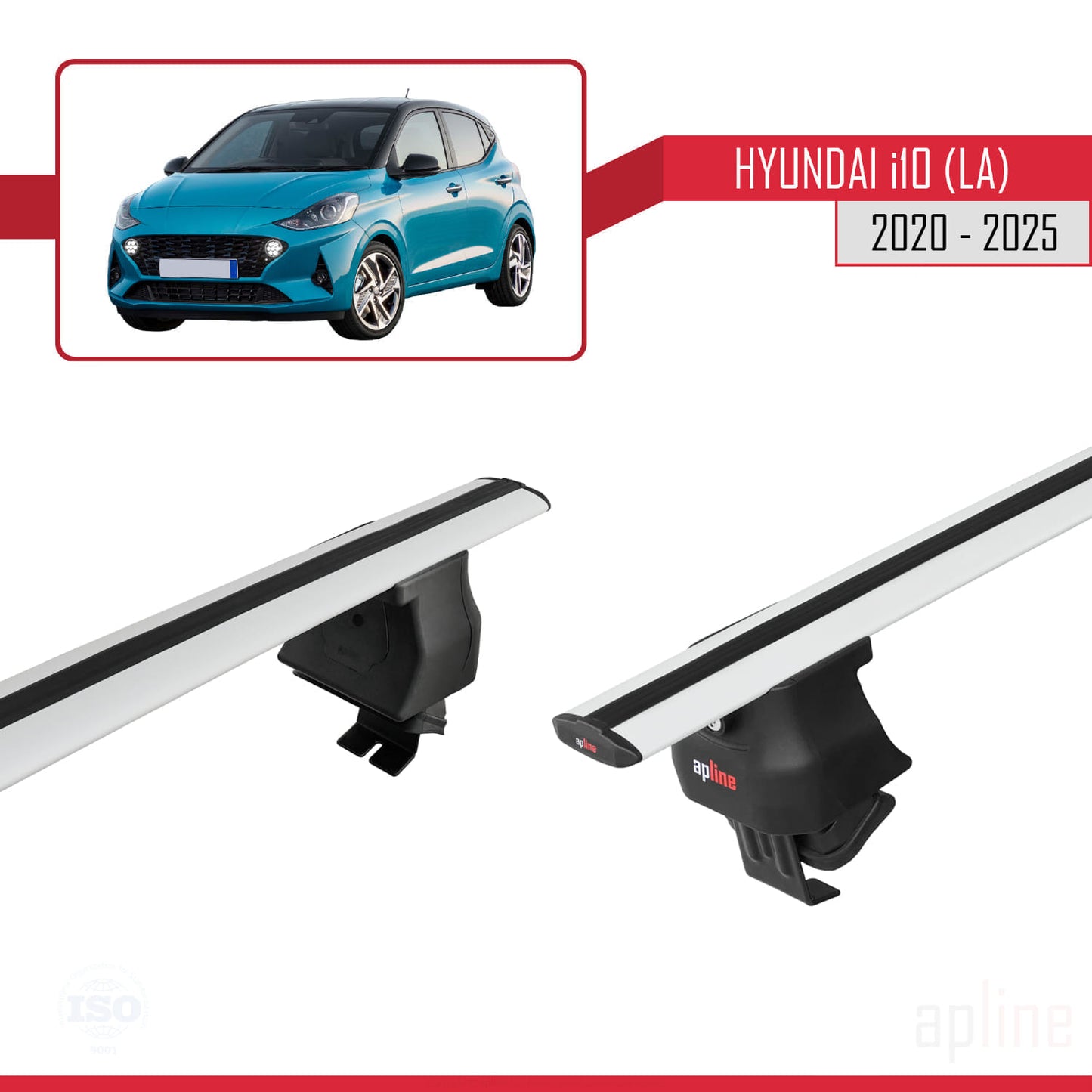Compatibile con Hyundai i10 III (AC3) 2020-2025 ACE-4 Barre portatutto per auto, barre portatutto in alluminio grigio, 2 barre