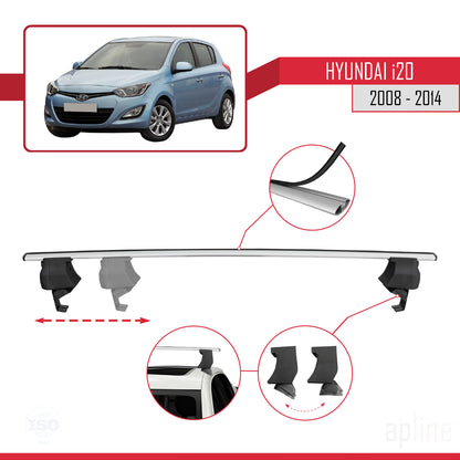 Compatibile con Hyundai i20 (PB) 2008-2014 ACE-4 Barre portatutto per auto Portapacchi Alluminio grigio 2 barre