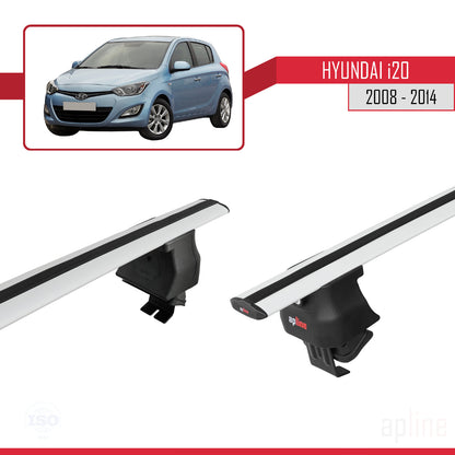 Compatibile con Hyundai i20 (PB) 2008-2014 ACE-4 Barre portatutto per auto Portapacchi Alluminio grigio 2 barre